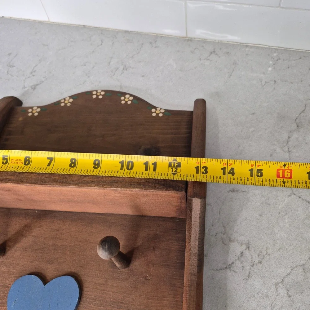 Unbranded Wall Shelf Heart Flower Peg Rack Brown Brown